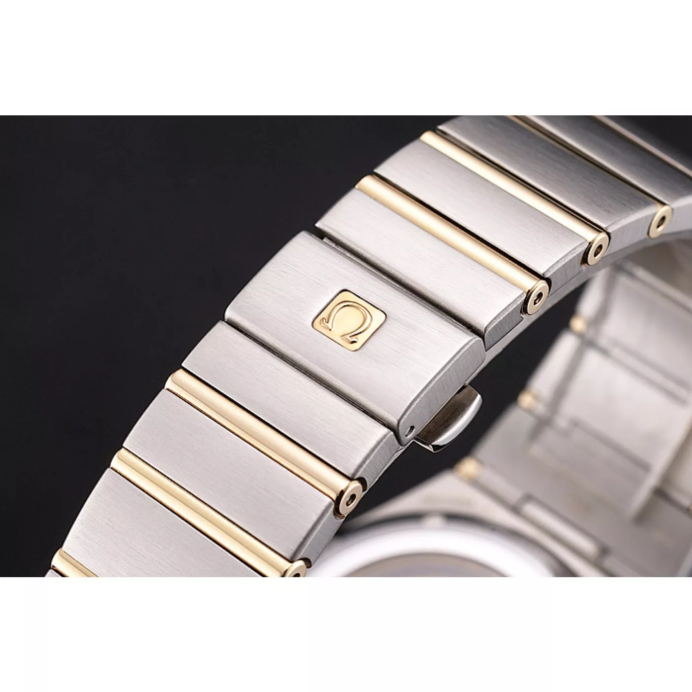 Fake Swiss Omega Constellation White Dial Stainless Steel Case Gold Bezel Two Tone Bracelet 0116